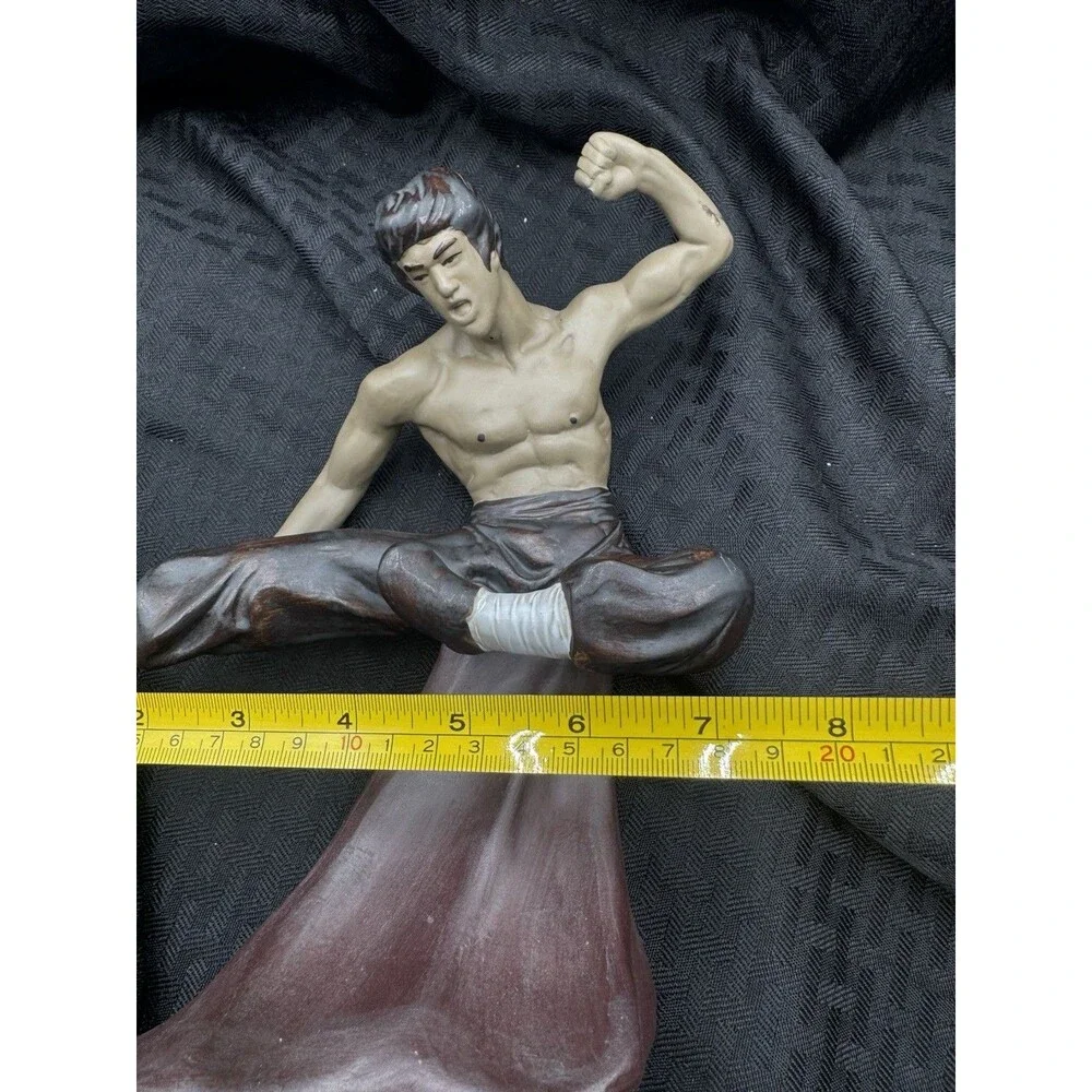 Vintage Bruce Lee Ceramic Sculpt Statue 8.75” Figure Hand Sculpted Kick
